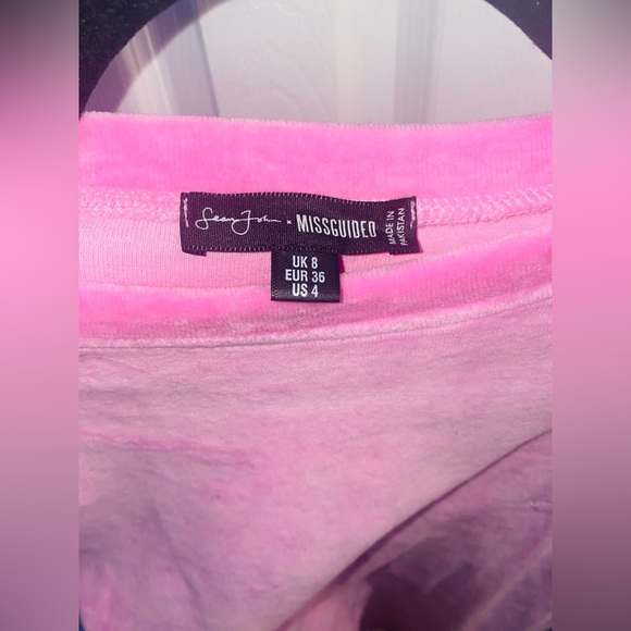 Missguided x Sean John Pink Velour Suede Oversized tee t-shirt - Picture 8 of 8